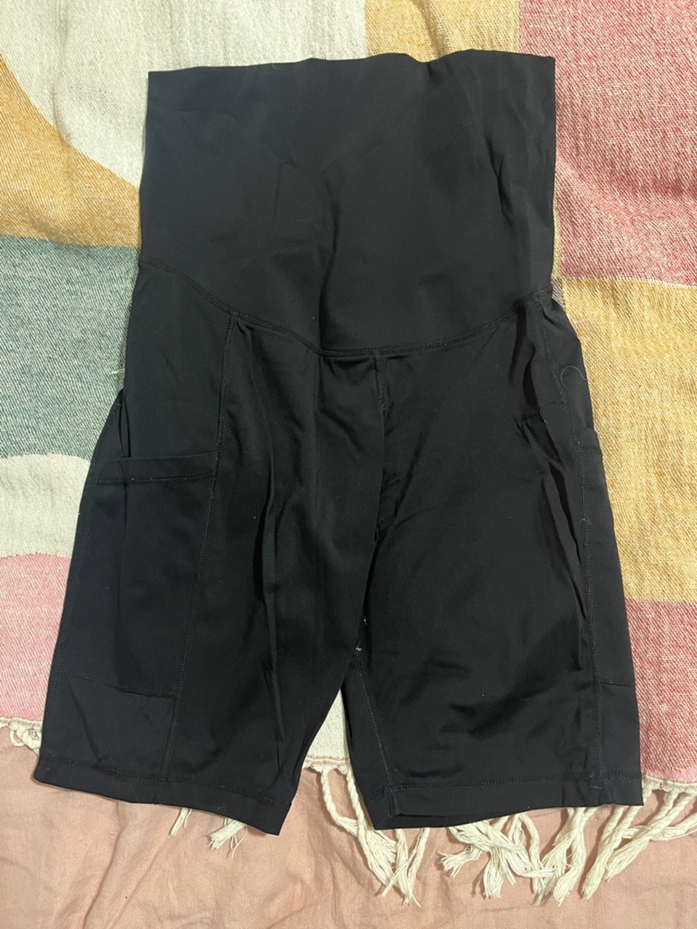 Quince black maternity bike shorts